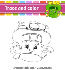 Trace and color. Coloring page for kids. Handwriting practice. Education developing worksheet. Activity page. Game for toddlers. St. Patrick's day.