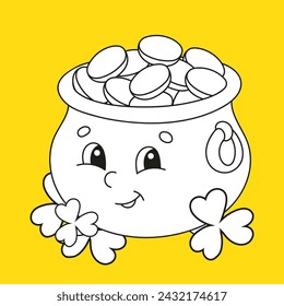 Trace and color. Coloring page for kids. Handwriting practice. Education developing worksheet. Activity page. Game for toddlers. Vector illustration.