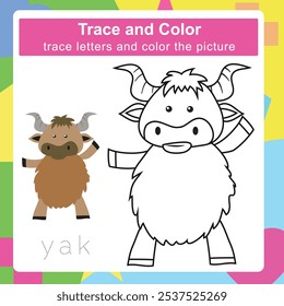 Trace and color. Coloring page for kids. Handwriting practice. Education developing worksheet. Activity page. Game for children. Education for preschool.