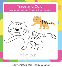 Trace and color. Coloring page for kids. Handwriting practice. Education developing worksheet. Activity page. Game for children. Education for preschool.