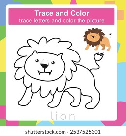 Trace and color. Coloring page for kids. Handwriting practice. Education developing worksheet. Activity page. Game for children. Education for preschool.