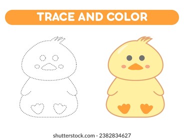 Rastreo y color pato lindo. Hoja de trabajo para niños