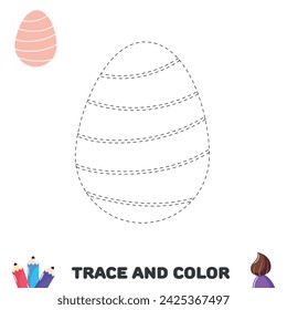 Trace and color egg with waves pattern. Handwriting practice for kids. Activity leisure page for preschoolers
