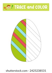 Trace and color . entertainment for children. training sheet. worksheet.Easter Egg