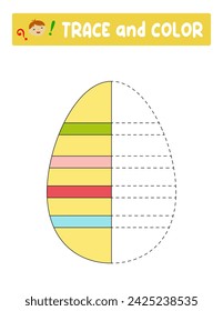 Trace and color . entertainment for children. training sheet. worksheet.Easter Egg