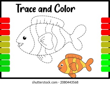 trace and color a fish. learn for kids how to tracing a fish and color it