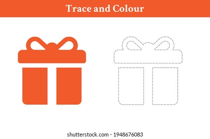 Trace and Color giftbox Free Vector