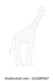 Trace and color  giraffe . Giraffe  tracing  worksheet  game or giraffe cartoon coloring page vector
