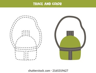 Trace and color green flak. Worksheet for kids.