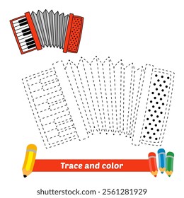 trace and color for kids, accordion vector