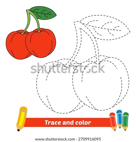 trace and color for kids, acerola vector