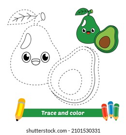 Rastreo y color para niños, vector aguacate