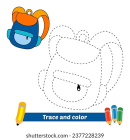 trace and color for kids, bag vector