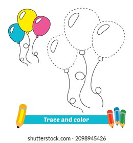 Spuren und Farben für Kinder, Ballons, Vektorgrafik