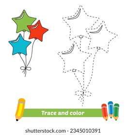 trace and color for kids, balloons vector