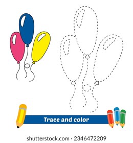 trace and color for kids, balloons vector