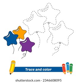 trace and color for kids, balloons vector
