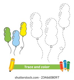 trace and color for kids, balloons vector