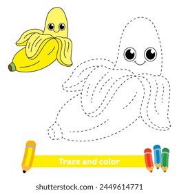 trace and color for kids, banana vector