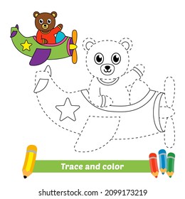 Rastreo y color para los niños, vector del plano de equitación de osos