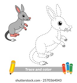 trace and color for kids, bilby vector