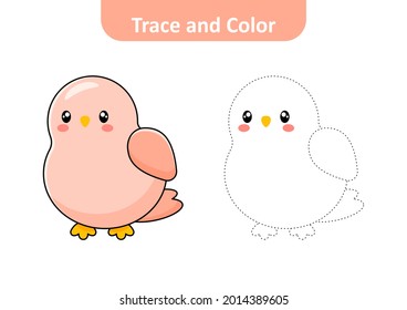 Rastreo y color para niños, vector de aves