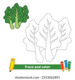 trace and color for kids, bok choy vector