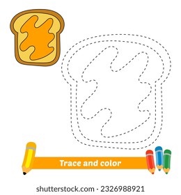 trace and color for kids, bread jam vector