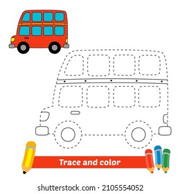 Trace And Color For Kids, Bus Vector