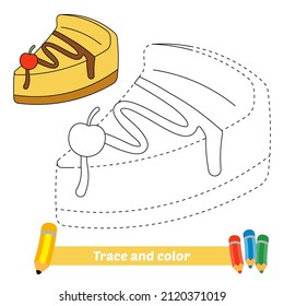 Trace and color for kids, cake vector