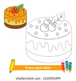 Trace And Color For Kids, Cake Vector