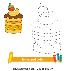 traza y color para los niños, vector de pastel