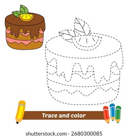 trace and color for kids, cake vector
