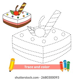Trazo y color para los niños, Vector de la torta