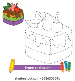 trace and color for kids, cake vector
