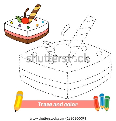 trace and color for kids, cake vector