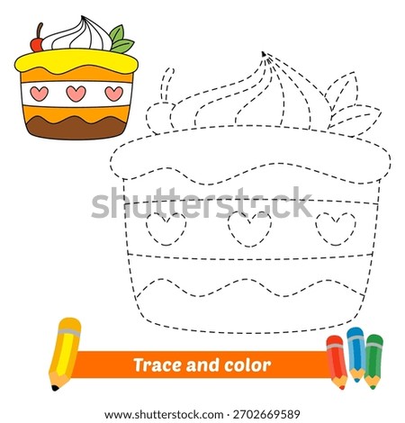 trace and color for kids, cake vector