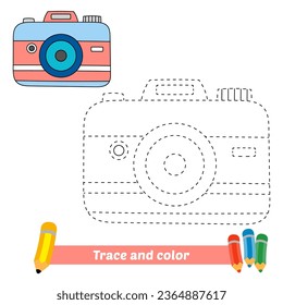 trace and color for kids, camera vector