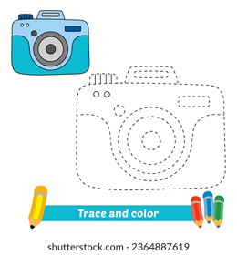 trace and color for kids, camera vector