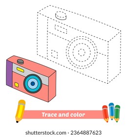 trace and color for kids, camera vector