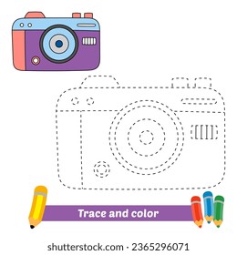 traza y color para niños, vector de cámara