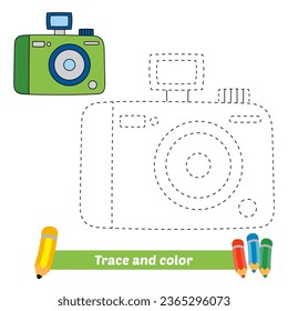 traza y color para niños, vector de cámara