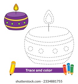 trace and color for kids, candle vector