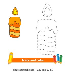 trace and color for kids, candle vector