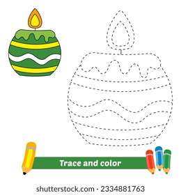 trace and color for kids, candle vector