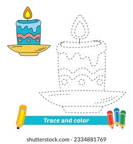 trace and color for kids, candle vector