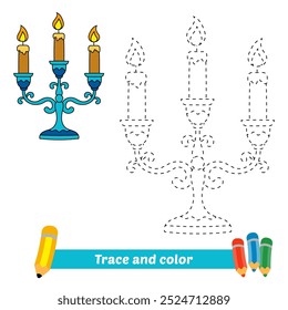 trace and color for kids, candlestick vector