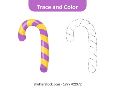 Trace and color for kids, candy vector