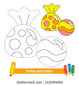 Trace And Color For Kids, Candy Vector