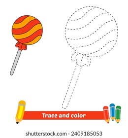 trace and color for kids, candy vector